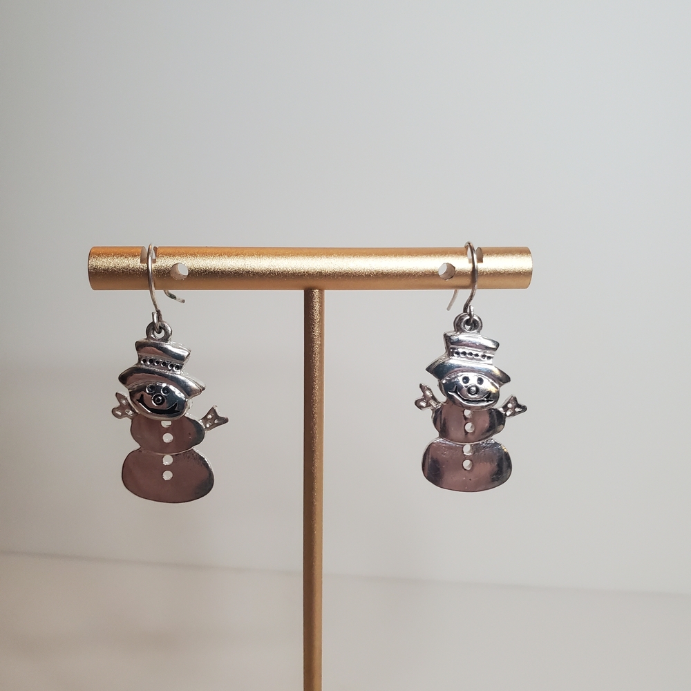 Silver Snowman Earrings